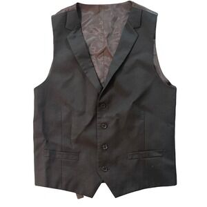 Alfani Men's Black‎ Vest Formal Dress slim fit Waistcoat Wedding Party stripe